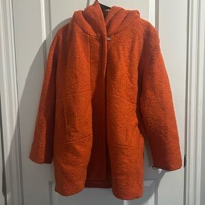 Wool Blend Hooded Zip Up Jacket